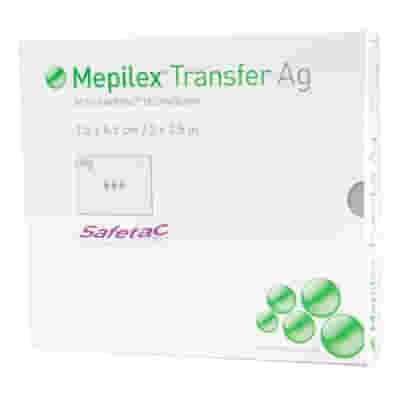 MEDICAZIONE ANTIMICROBICA ASSORBENTE IN SCHIUMA DI POLIURETANO SOTTILE CON STRATO DI CONTATTO MORBIDO PER IL DRENAGGIO DEGLI ESSUDATI MEPILEX TRANSFER AG 10X12,5 CM 5 PEZZI