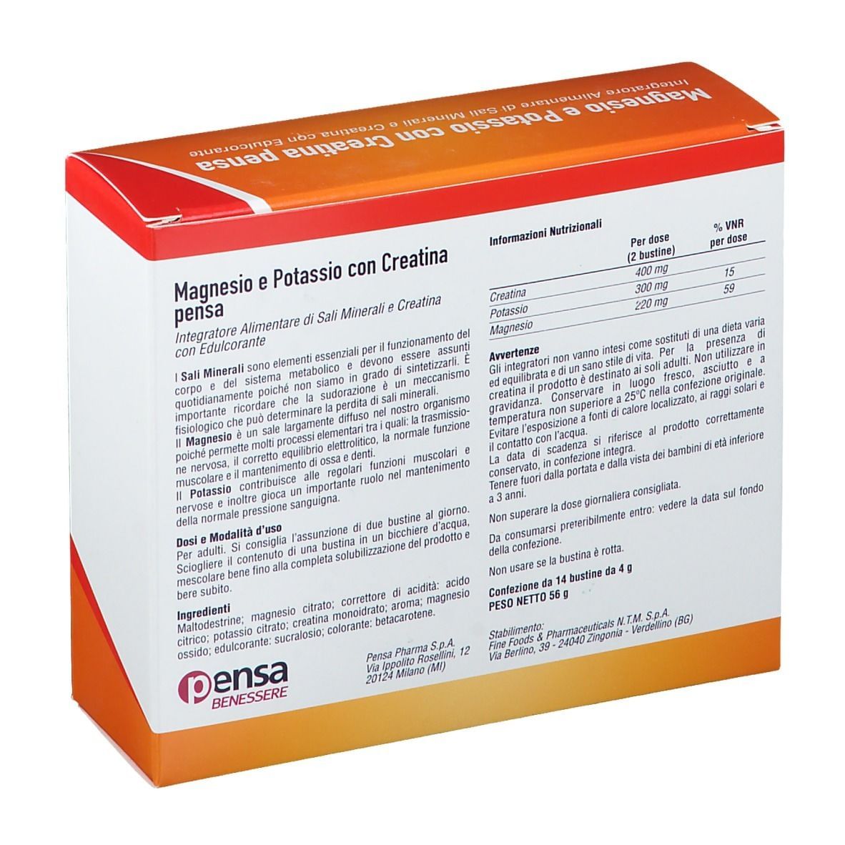 MAGNESIO E POTASSIO CON CREATINA ARANCIA PENSA 14 BUSTINE
