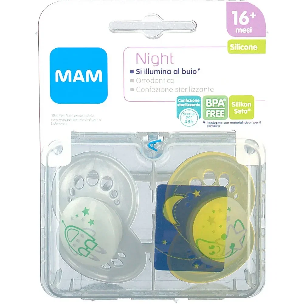 Mam Night Succhietto 16+ Silicone Confezione Doppia