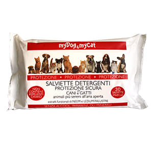 SALVIETTE DETERGENTI PROTEZIONE SICURA PER CANI E GATTI 30 SALVIETTE