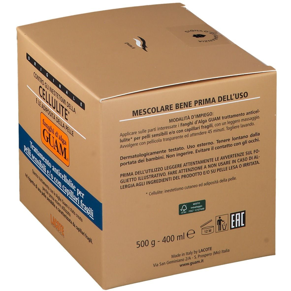 GUAM FANGHI D'ALGA PER PELLI SENSIBILI E/O CON CAPILLARI FRAGILI 500 G