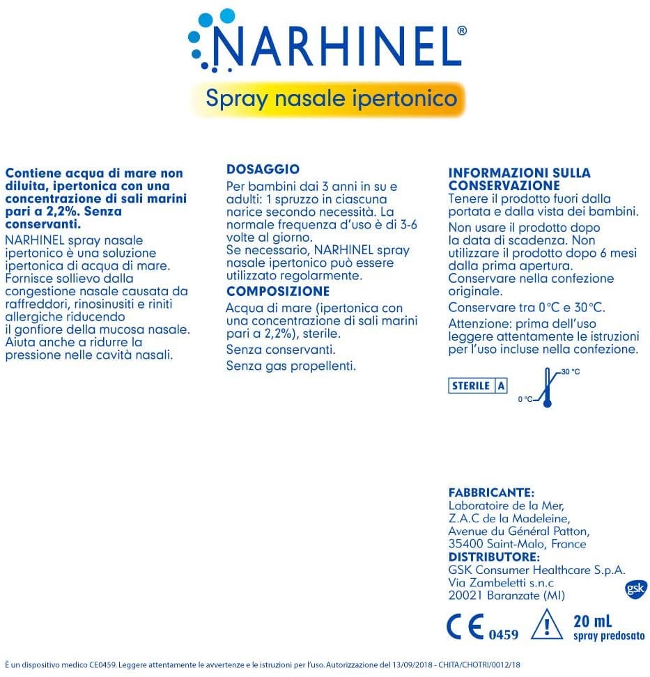 NARHINEL SPRAY NASALE IPERTONICO 20 ML