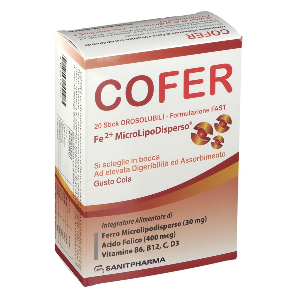 COFER 20 STICK OROSOLUBILI DA 1,6 G GUSTO COLA