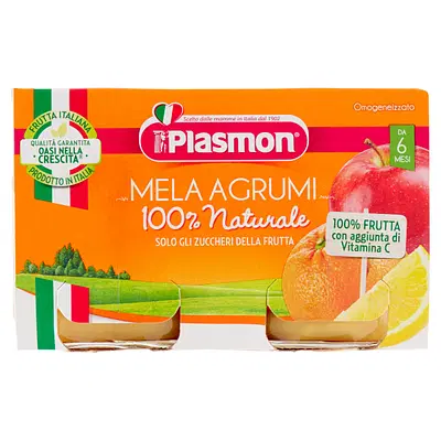PLASMON OMOGENEIZZATO MELA AGRUMI 2 X 104 G PLASMON OMOGENEIZZATO MELA AGRUMI 2 X 104 G
