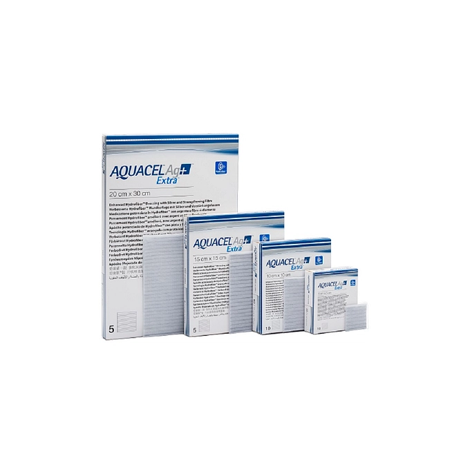 Medicazione In Hydrofiber E Ioni Argento Intessuta In Lyocell Aquacel Ag + Extra 1 X45 Cm 5 Pezzi