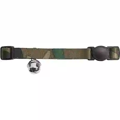 CAT COLLAR CAMOUFLAGE NYLON GREEN SAFETY CLICK