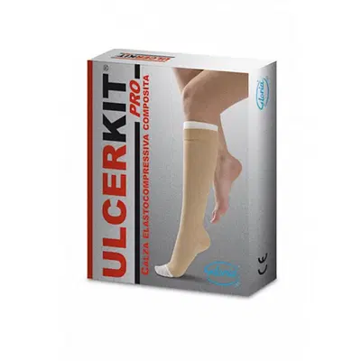 ULCERKIT PRO 35 COTTON 35/40 MMHG KIT GAMBALETTO CORTO MISURA L 1 PEZZO ULCERKIT PRO 35 COTTON 35/40 MMHG KIT GAMBALETTO CORTO MISURA L 1 PEZZO