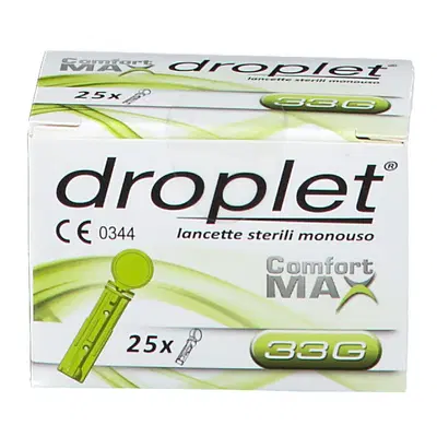 LANCETTE PUNGIDITO DROPLET COMFORT MAX GAUGE 33 25 PEZZI LANCETTE PUNGIDITO DROPLET COMFORT MAX GAUGE 33 25 PEZZI