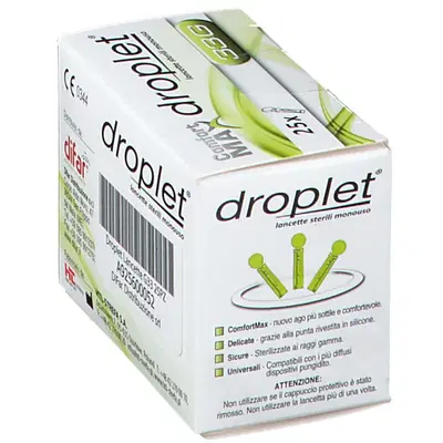 LANCETTE PUNGIDITO DROPLET COMFORT MAX GAUGE 33 25 PEZZI LANCETTE PUNGIDITO DROPLET COMFORT MAX GAUGE 33 25 PEZZI