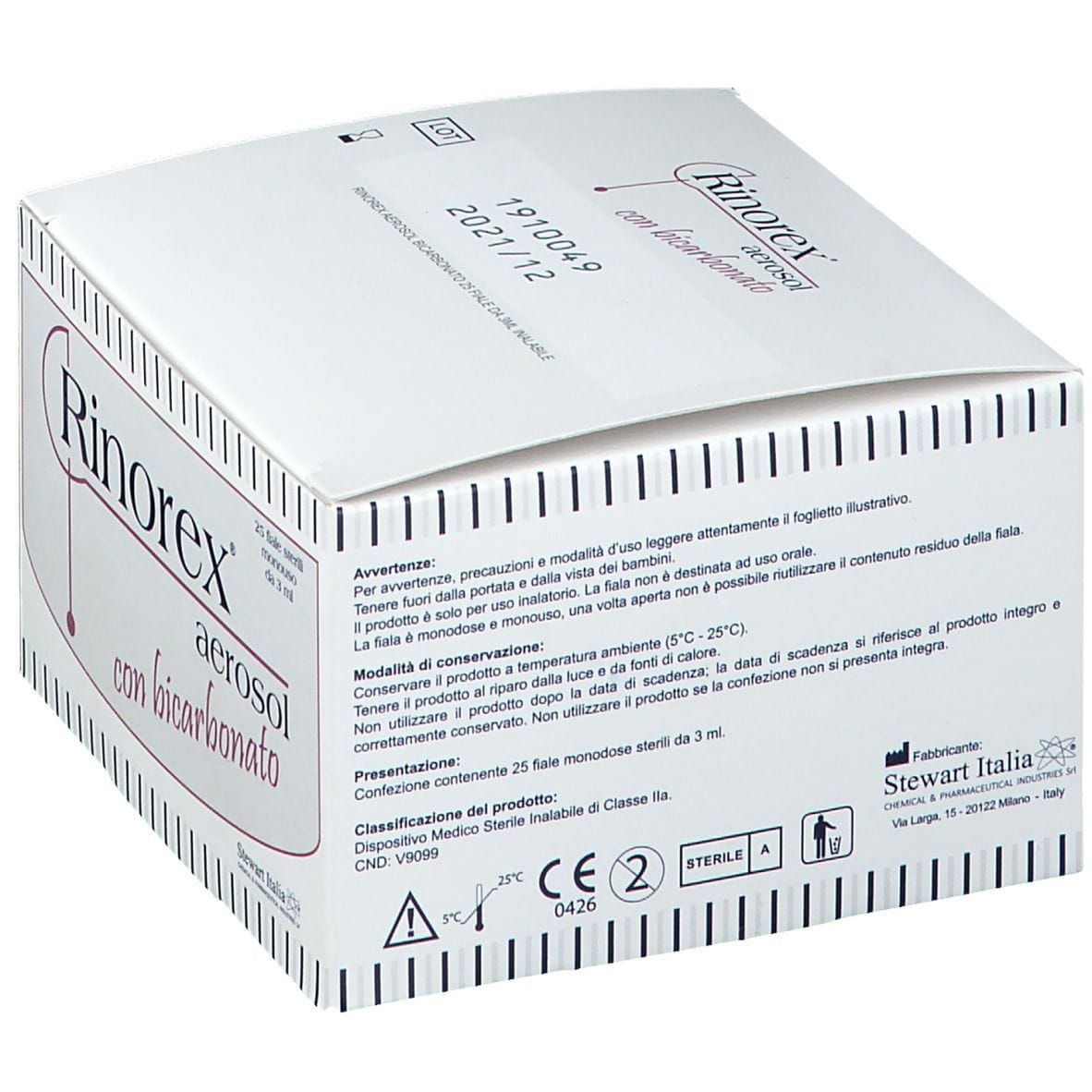 RINOREX AEROSOL CON BICARBONATO 25 FIALE STERILI MONOUSO 3 ML