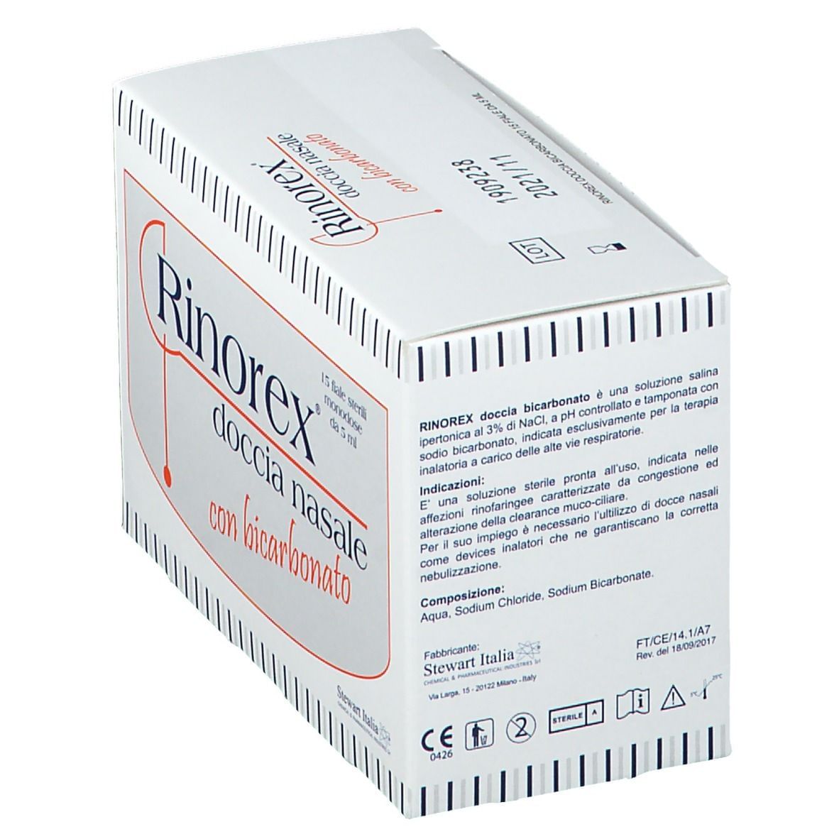 FIALA PER DOCCIA NASALE RINOREX BICARBONATO 15 FIALE 5 ML