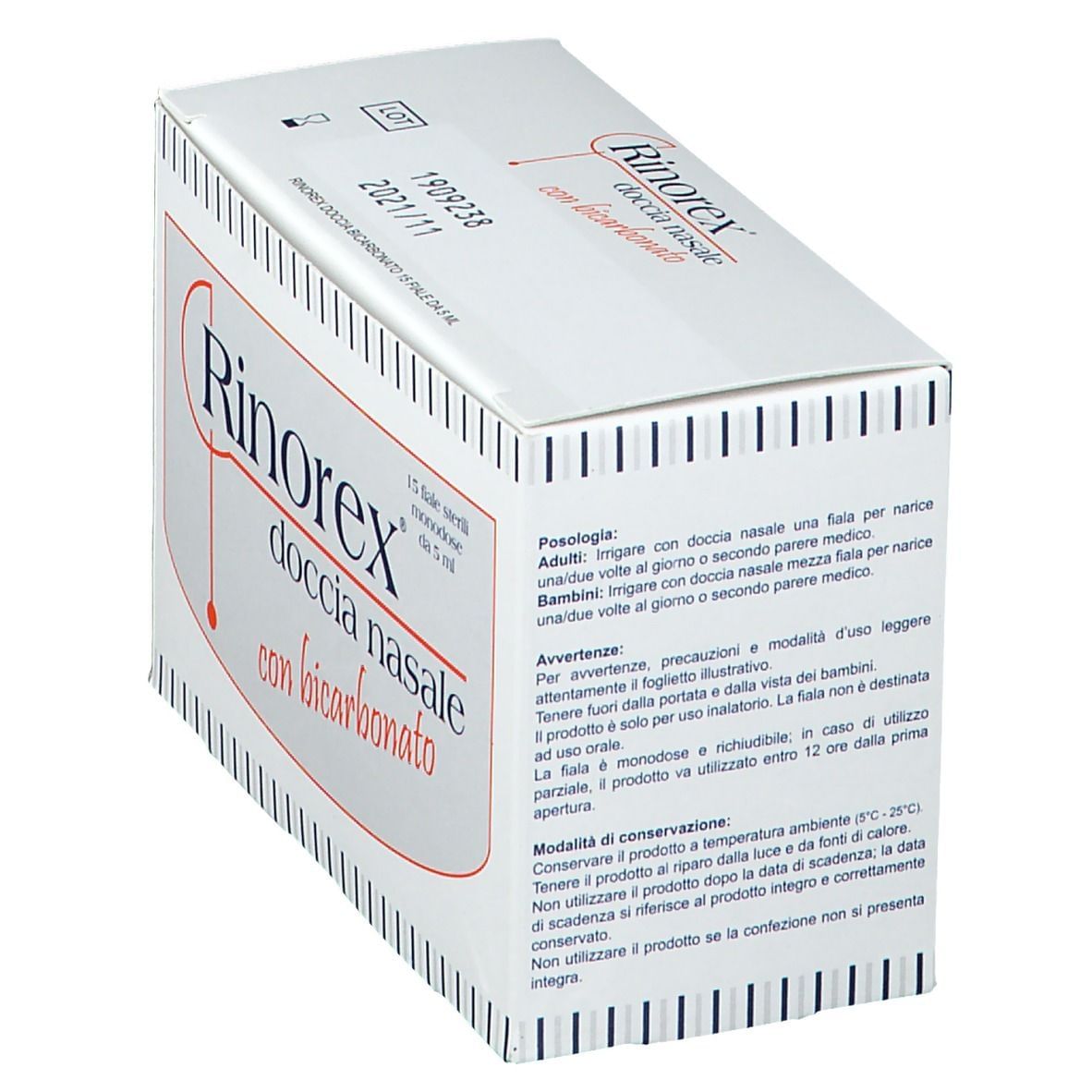 FIALA PER DOCCIA NASALE RINOREX BICARBONATO 15 FIALE 5 ML
