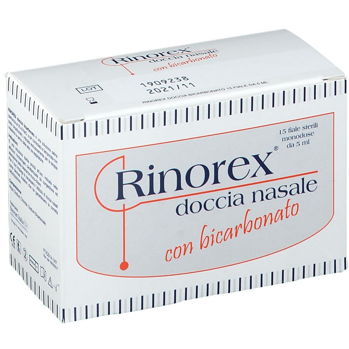 FIALA PER DOCCIA NASALE RINOREX BICARBONATO 15 FIALE 5 ML