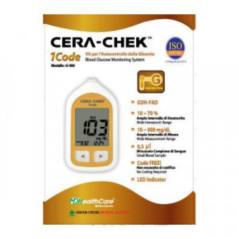 Mdhealthcare Cera Check 1 Code Strisce Reattive Per Autocontrollo Della Glicemia 25 Pezzi