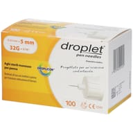 AGO PER PENNA DA INSULINA DROPLET 32 GAUGE 5 MM 100 PEZZI