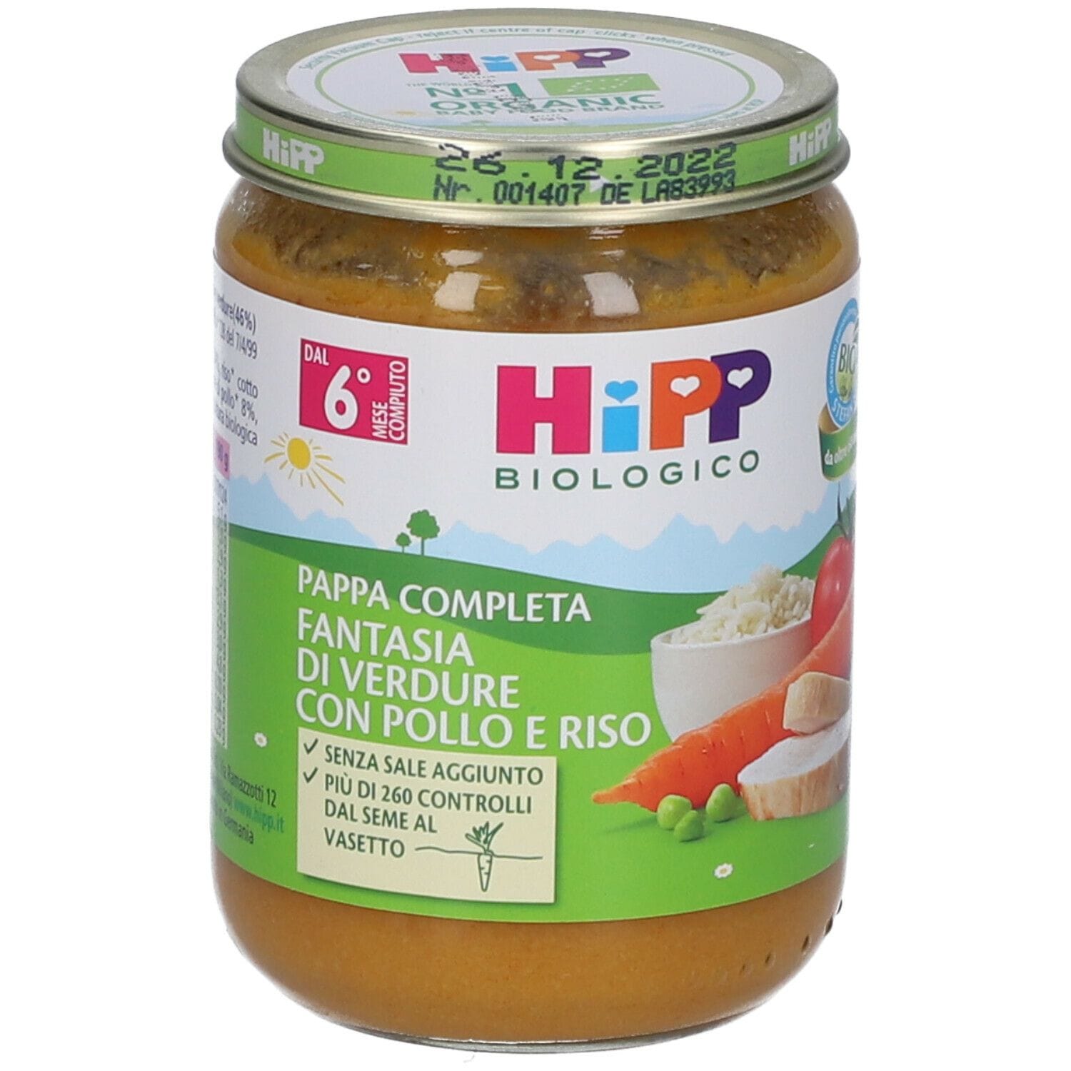 HIPP BIO PAPPA PRONTA FANTAS VERD POLLO RISO 190 G