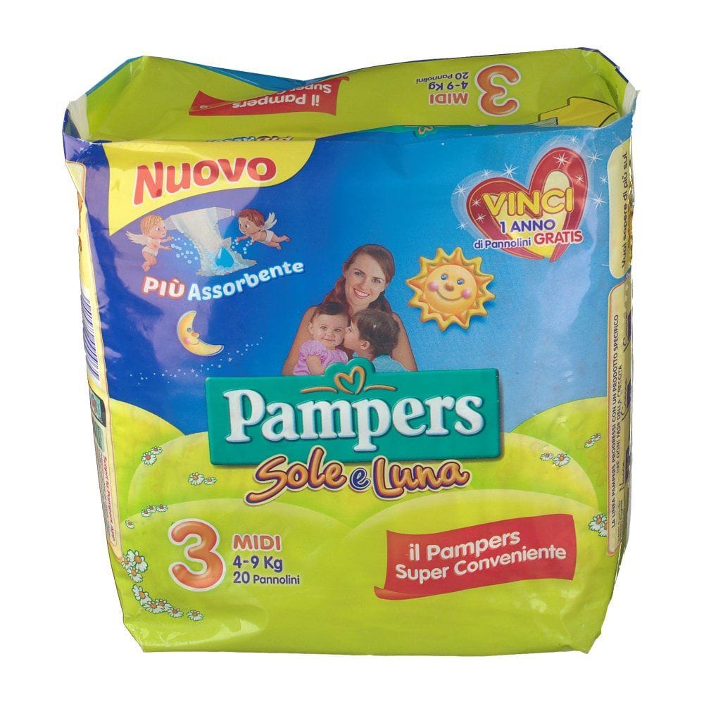 PANNOLINO PER BAMBINO PAMPERS SOLE & LUNA MIDI 20 PEZZI
