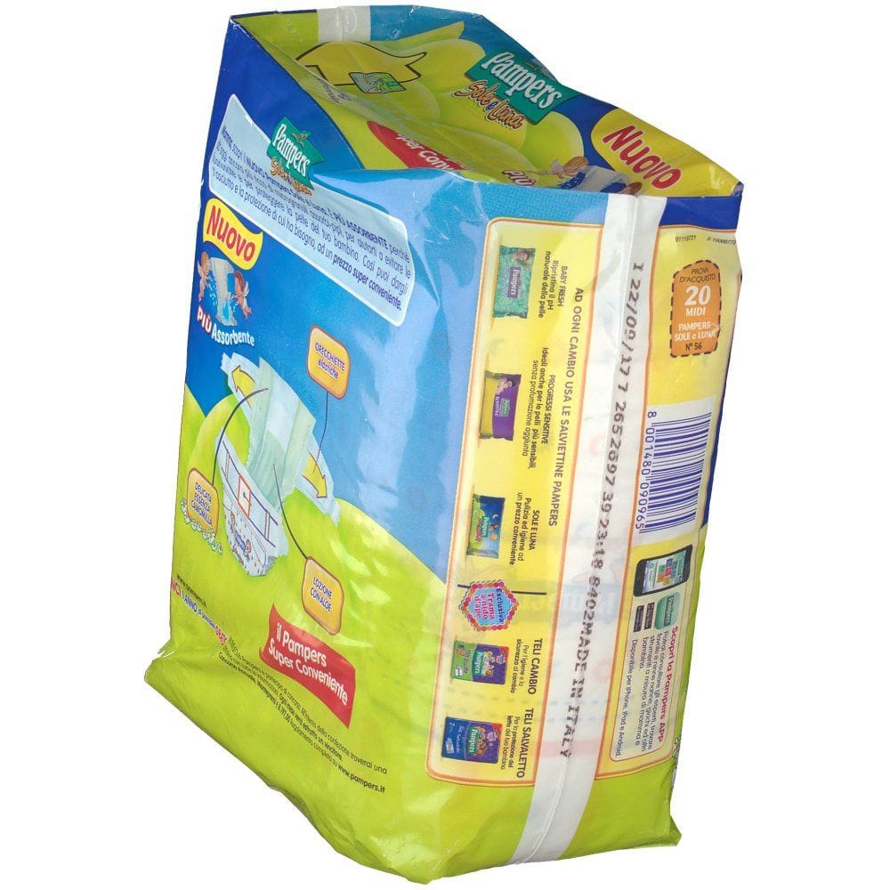 PANNOLINO PER BAMBINO PAMPERS SOLE & LUNA MIDI 20 PEZZI