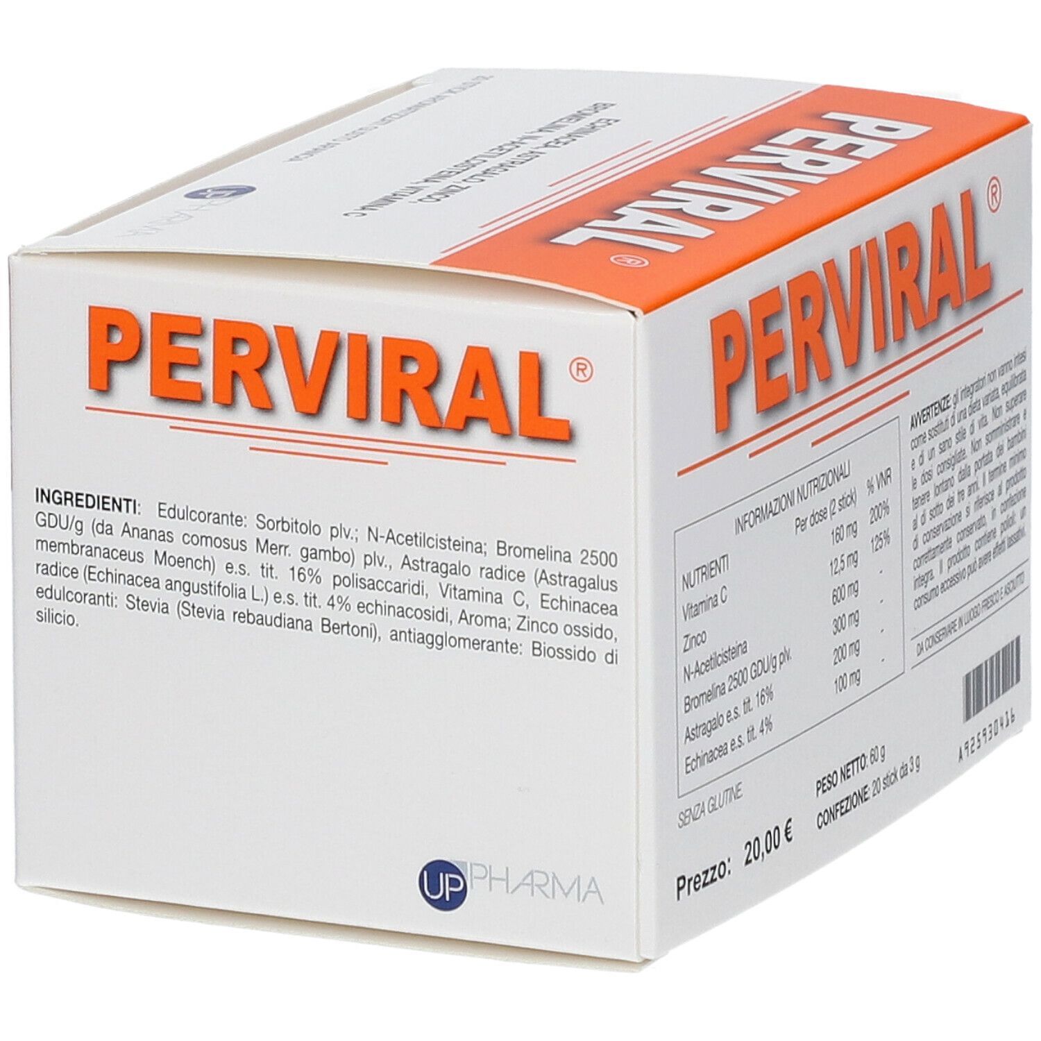 PERVIRAL 20 STICK ASTUCCIO 60 G