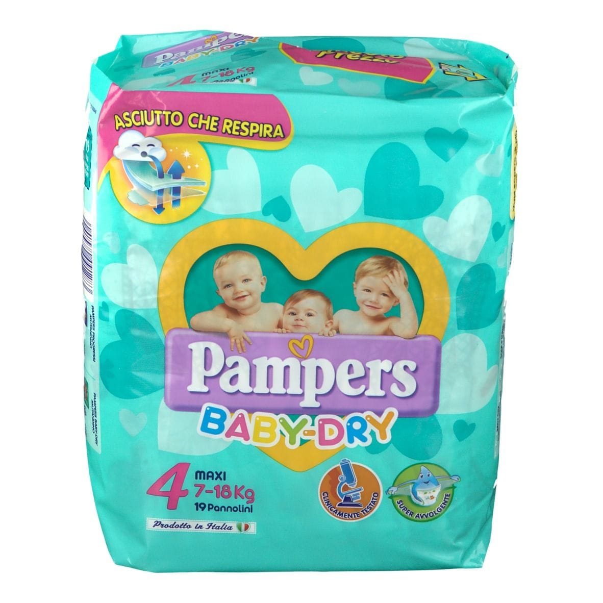 PANNOLINI PER BAMBINI PAMPERS BABY DRY DOWNCOUNT NO FLASH MAXI 19 PEZZI