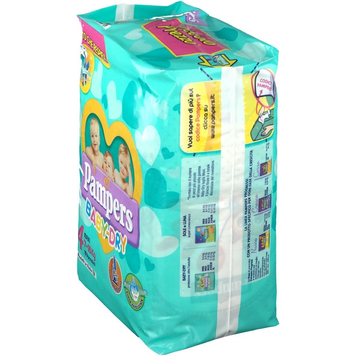 PANNOLINI PER BAMBINI PAMPERS BABY DRY DOWNCOUNT NO FLASH MAXI 19 PEZZI