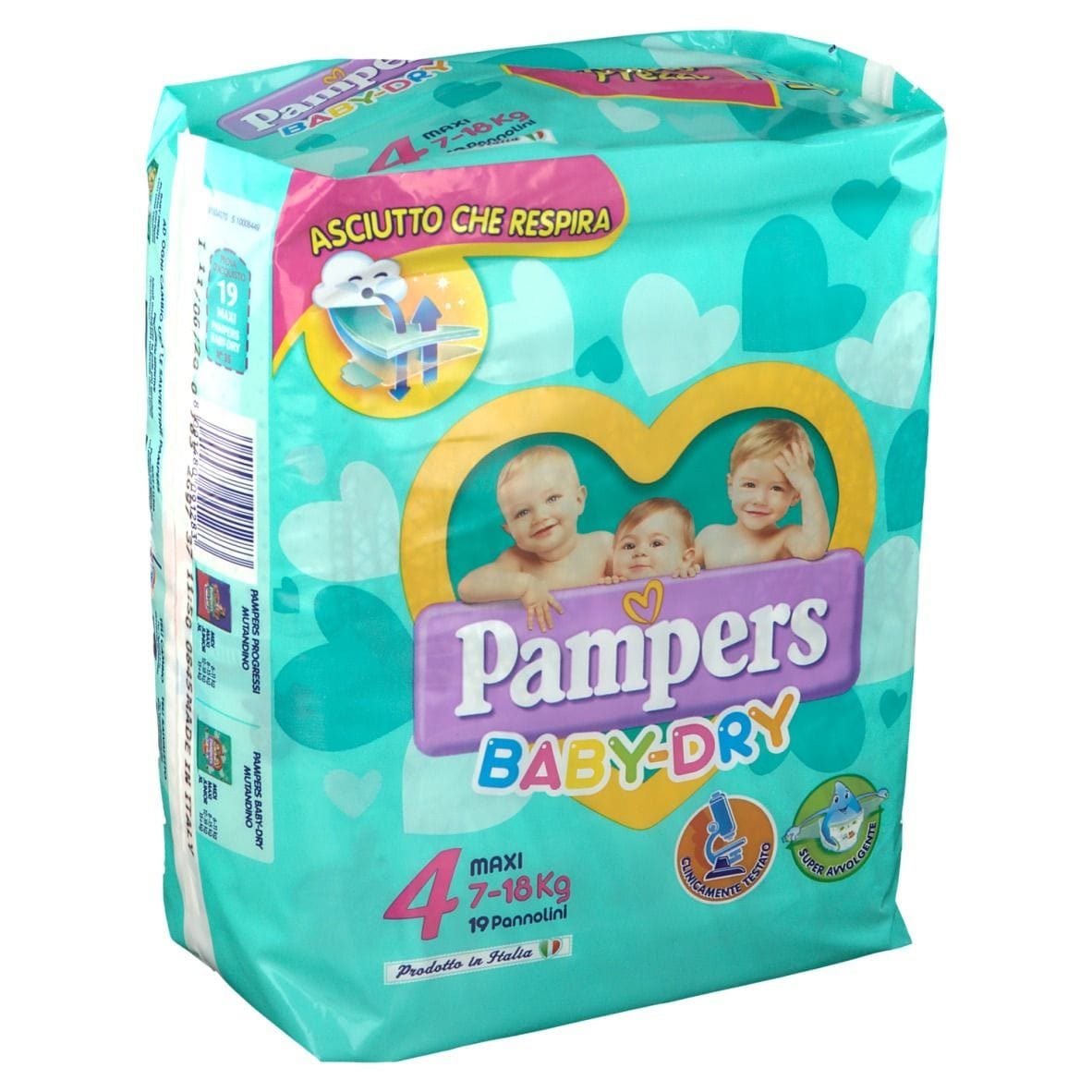 PANNOLINI PER BAMBINI PAMPERS BABY DRY DOWNCOUNT NO FLASH MAXI 19 PEZZI