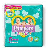 PANNOLINI PER BAMBINI PAMPERS BABY DRY DOWNCOUNT NO FLASH JUNIOR 17 PEZZI