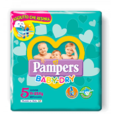 PANNOLINI PER BAMBINI PAMPERS BABY DRY DOWNCOUNT NO FLASH JUNIOR 17 PEZZI