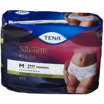 PANNOLONE A MUTANDINA ASSORBENTE TENA SILHOUETTE BLANC MEDIUM 12 PEZZI PANNOLONE A MUTANDINA ASSORBENTE TENA SILHOUETTE BLANC MEDIUM 12 PEZZI
