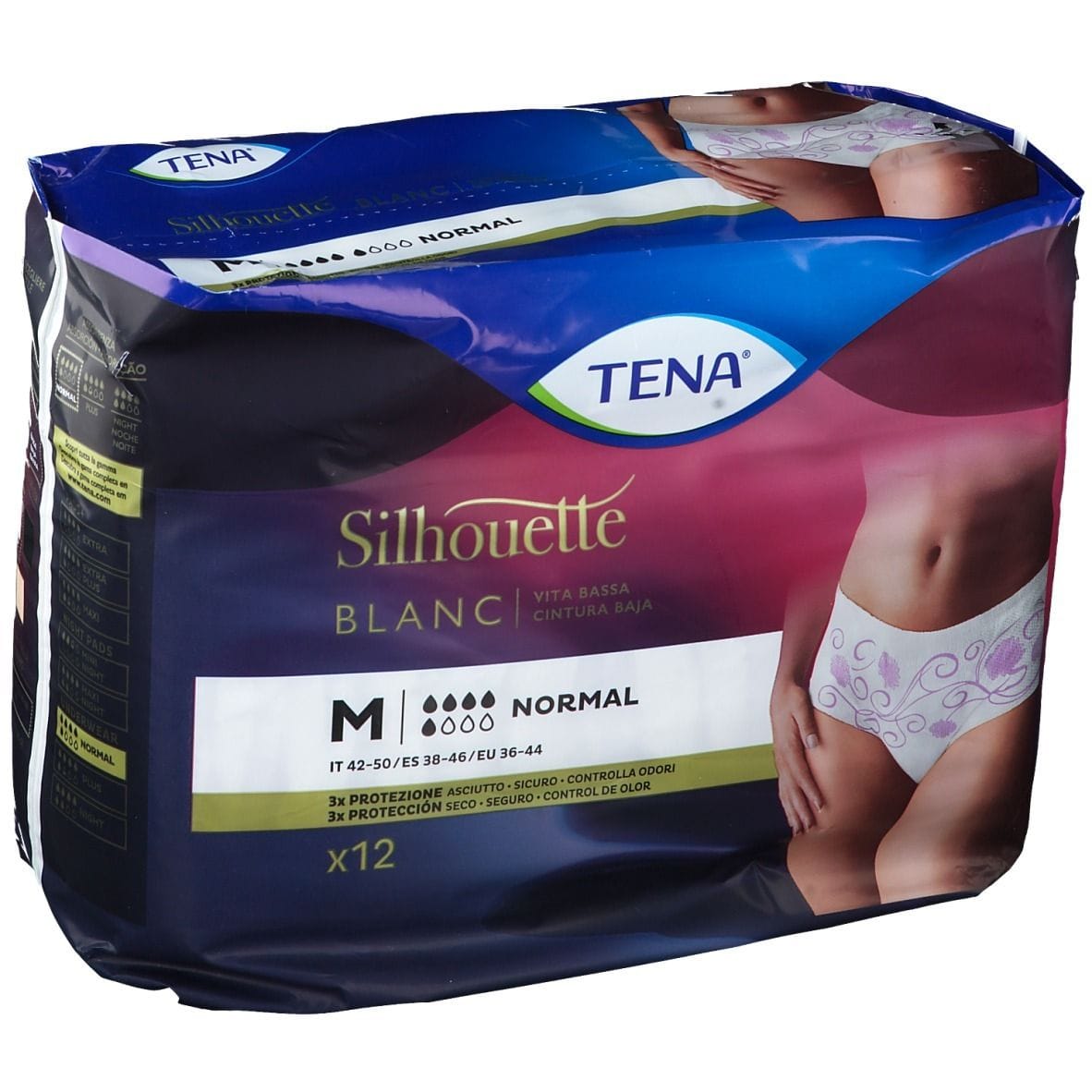 PANNOLONE A MUTANDINA ASSORBENTE TENA SILHOUETTE BLANC MEDIUM 12 PEZZI