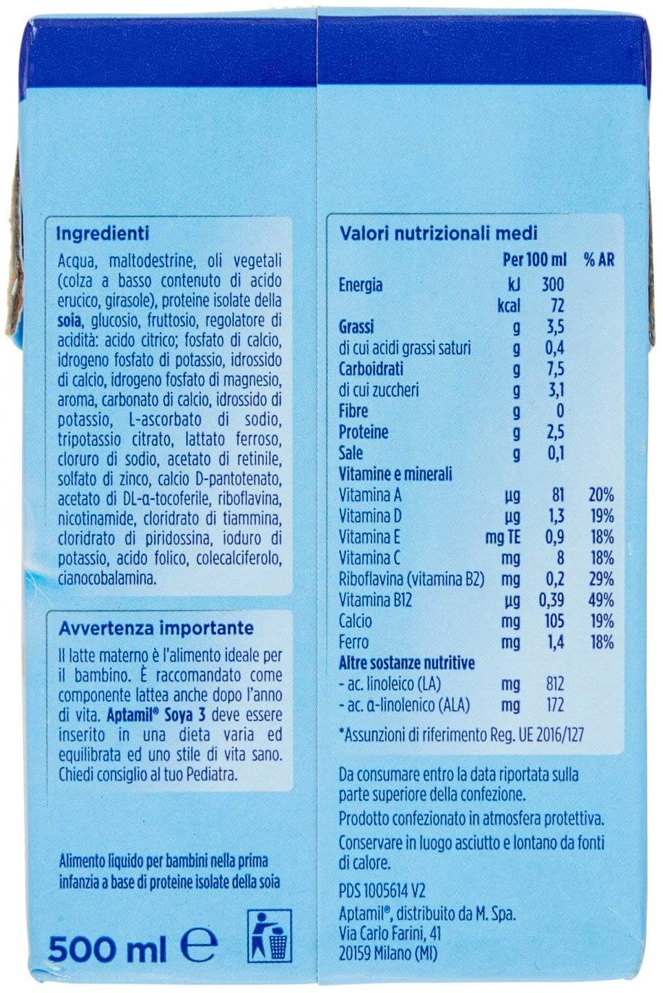 APTAMIL 3 SOYA CRESCITA 500 ML