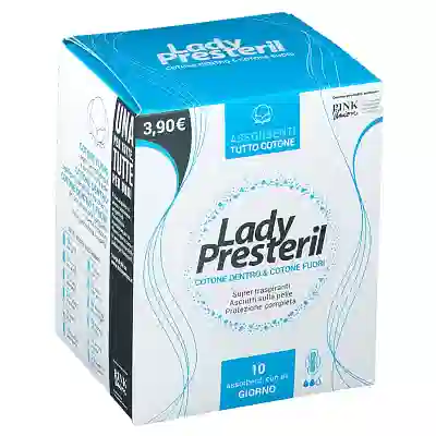 LADY PRESTERIL COTONE DENTRO & COTONE FUORI 10 ASSORBENTI CON ALI GIORNO PROMO