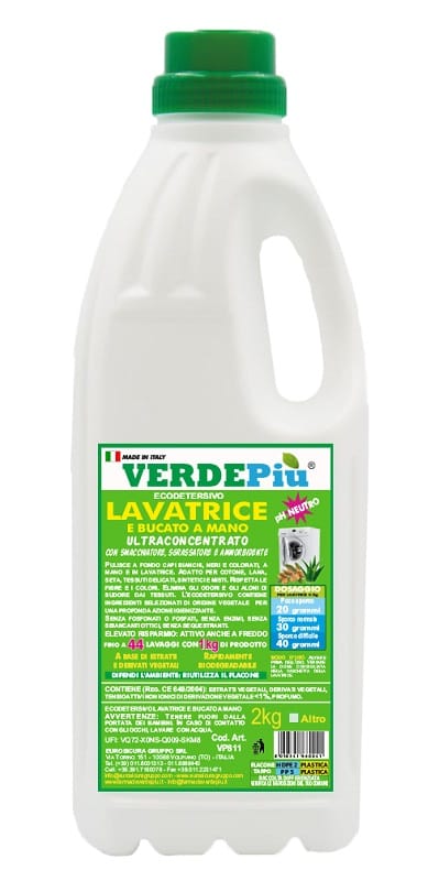 VERDEPIU'ECODETERSIVO FLACONE VUOTO 2 KG