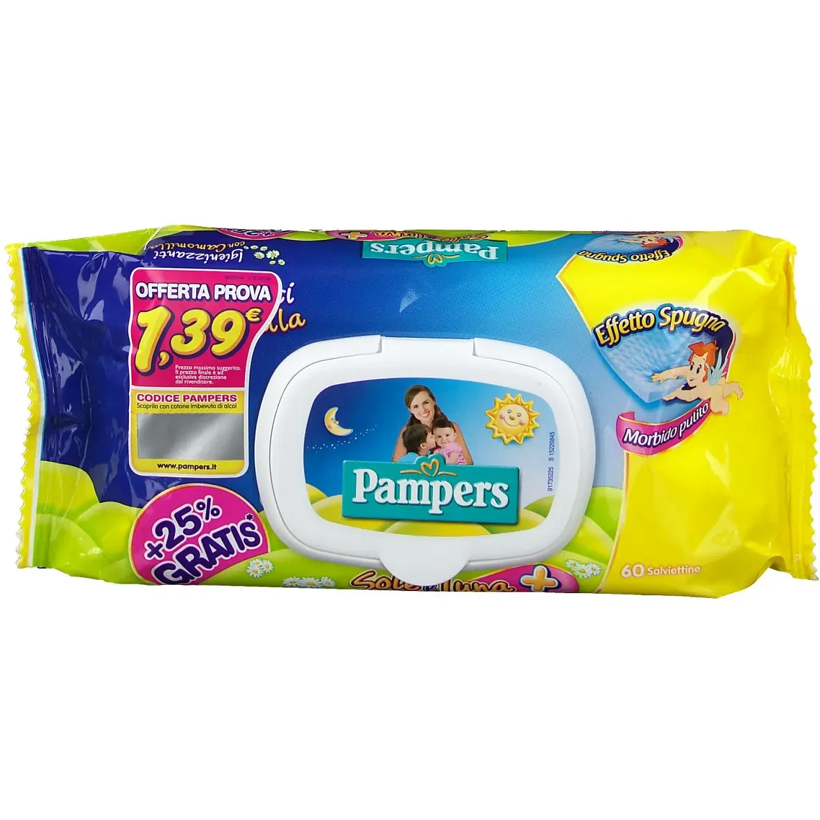 Pampers Wipes Sole & Luna Effetto Spugna 60 Salviette