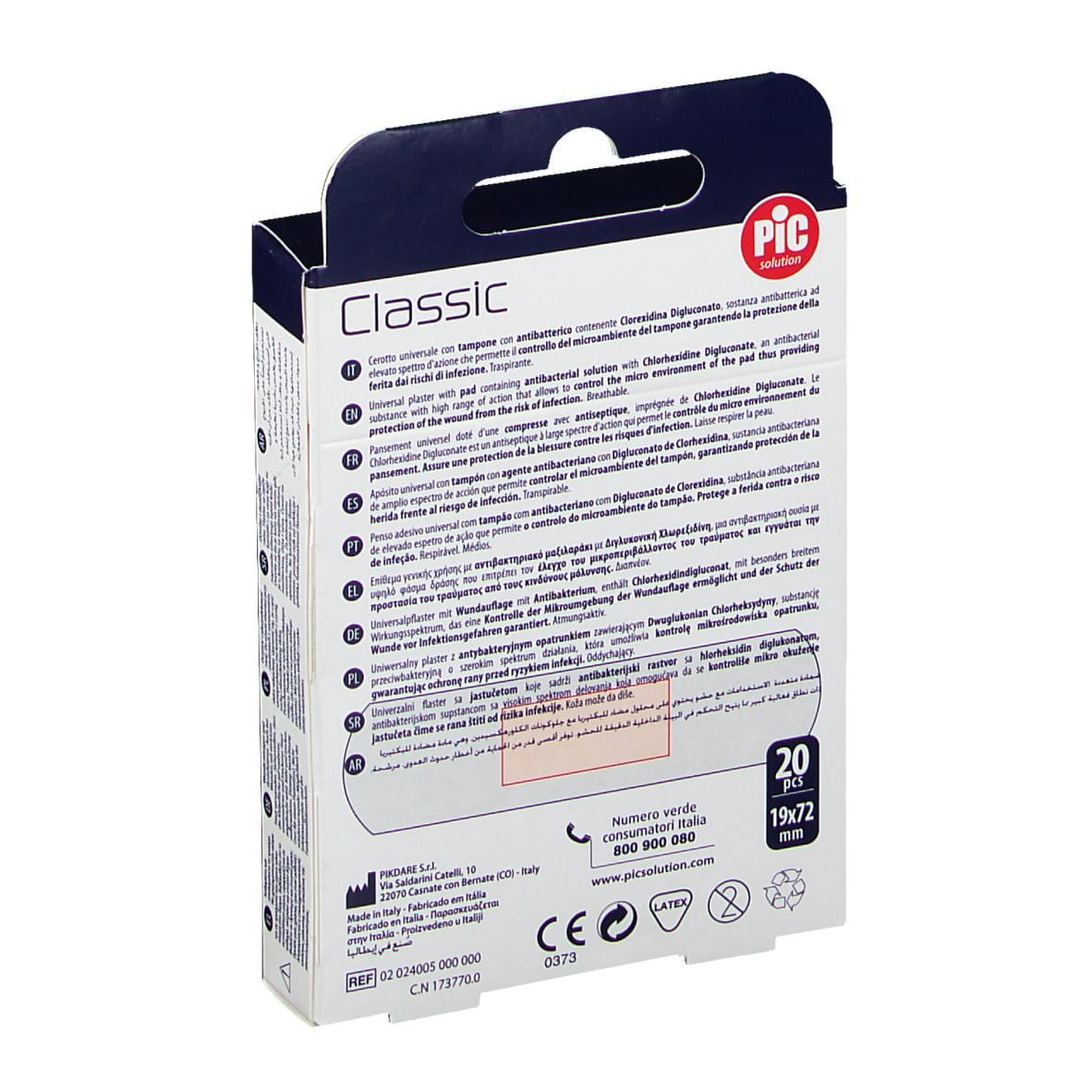 CEROTTO PIC CLASSIC 19X72 MM ANTIBATTERICO 20 PEZZI