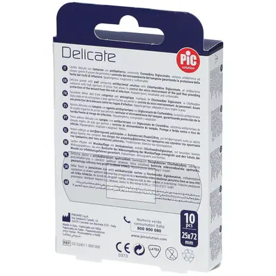 CEROTTO PIC DELICATE 25X72 MM ANTIBATTERICO 10 PEZZI CEROTTO PIC DELICATE 25X72 MM ANTIBATTERICO 10 PEZZI
