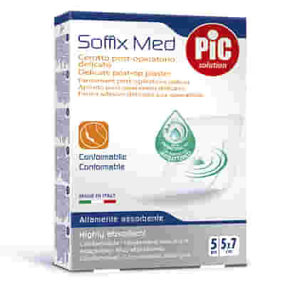 CEROTTO PIC SOFFIX MED IN TNT CON TAMPONE CENTRALE ASSORBENTE STERILE MONOUSO 5X7 CM ANTIBATTERICO 5 PEZZI