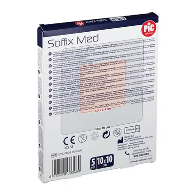 CEROTTO PIC SOFFIX MED IN TNT CON TAMPONE CENTRALE ASSORBENTE STERILE MONOUSO 10X10 CM ANTIBATTERICO 5 PEZZI CEROTTO PIC SOFFIX MED IN TNT CON TAMPONE CENTRALE ASSORBENTE STERILE MONOUSO 10X10 CM ANTIBATTERICO 5 PEZZI