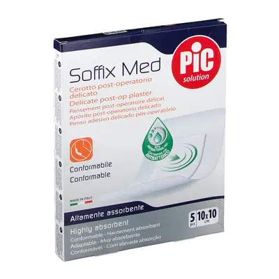 CEROTTO PIC SOFFIX MED IN TNT CON TAMPONE CENTRALE ASSORBENTE STERILE MONOUSO 10X10 CM ANTIBATTERICO 5 PEZZI CEROTTO PIC SOFFIX MED IN TNT CON TAMPONE CENTRALE ASSORBENTE STERILE MONOUSO 10X10 CM ANTIBATTERICO 5 PEZZI