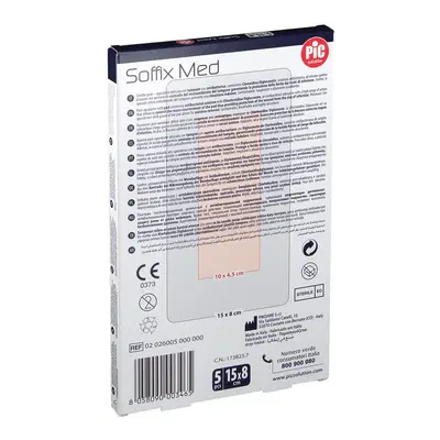 CEROTTO PIC SOFFIX MED IN TNT CON TAMPONE CENTRALE ASSORBENTE STERILE MONOUSO 15X8 CM ANTIBATTERICO 5 PEZZI CEROTTO PIC SOFFIX MED IN TNT CON TAMPONE CENTRALE ASSORBENTE STERILE MONOUSO 15X8 CM ANTIBATTERICO 5 PEZZI