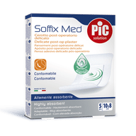 CEROTTO PIC SOFFIX MED IN TNT CON TAMPONE CENTRALE ASSORBENTE STERILE MONOUSO 10X15 CM ANTIBATTERICO 5 PEZZI
