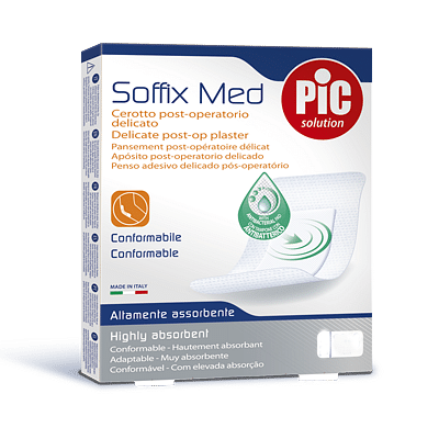 CEROTTO PIC SOFFIX MED IN TNT CON TAMPONE CENTRALE ASSORBENTE STERILE MONOUSO 10X20 CM ANTIBATTERICO 5 PEZZI