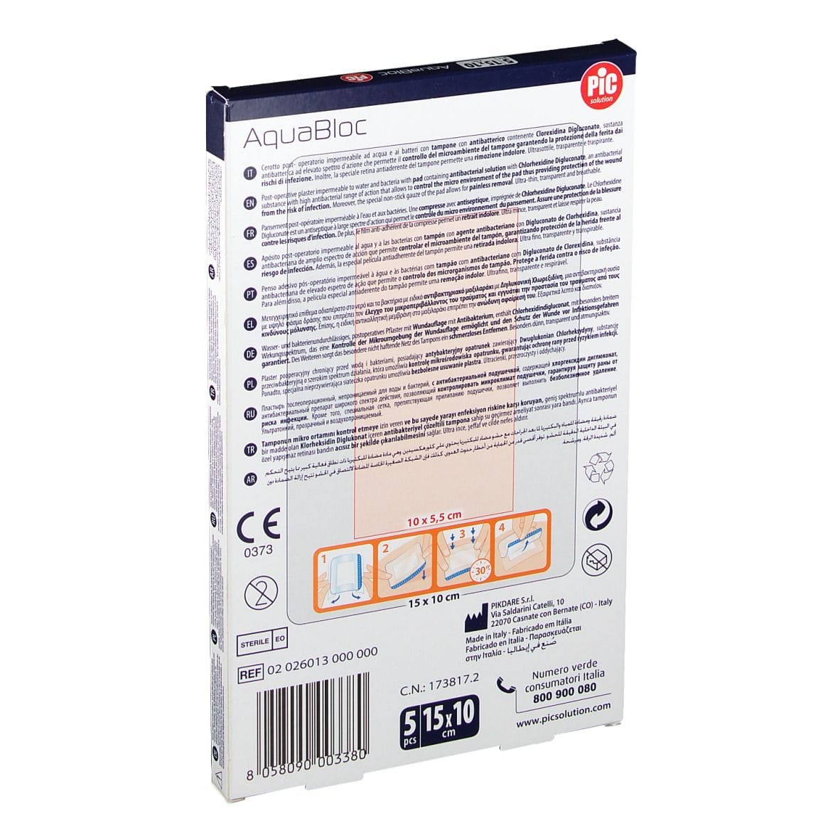 CEROTTO PIC AQUABLOC CM10X15 ANTIBATTERICO 5 PEZZI