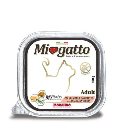 MIOGATTO ADULT SALMONE/GAMBERETTI GRAIN FREE 100 G MIOGATTO ADULT SALMONE/GAMBERETTI GRAIN FREE 100 G