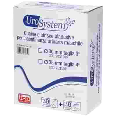 GUAINA PER INCONTINENZA UROSYSTEM DIAMETRO 30MM 30 PEZZI + 30 STRISCE BIADESIVE