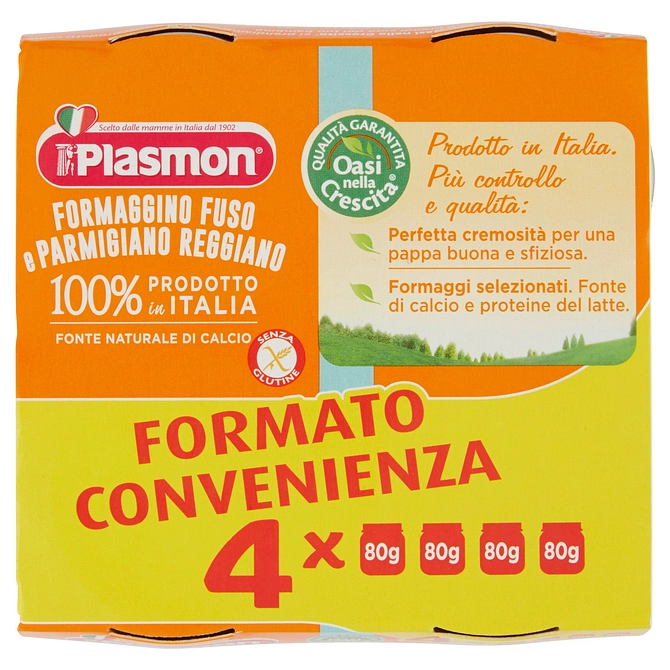 Plasmon Omogeneizzato Formaggino Fuso E Parmigiano Reggiano 4 Pezzi 80 G