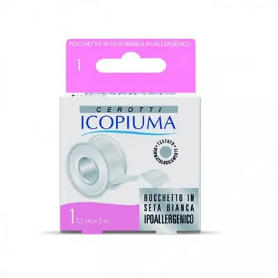 ICOPIUMA CEROTTO IN ROCCHETTO SETA BIANCO IPOALLERGENICO 2,5 CM X 5 M ICOPIUMA CEROTTO IN ROCCHETTO SETA BIANCO IPOALLERGENICO 2,5 CM X 5 M