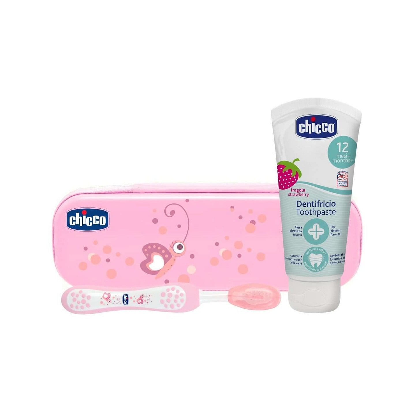 Chicco Set Dentale Rosa Con Fluoro