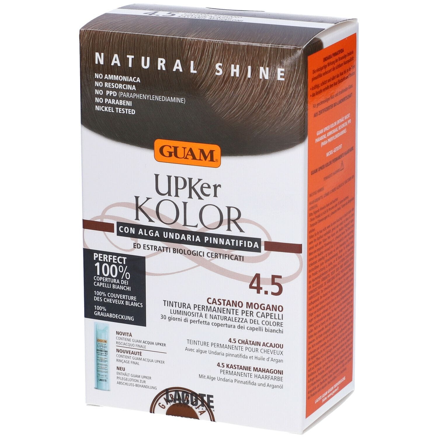 GUAM UPKER KOLOR TINTA CAPELLI 4,5 CASTANO MOGANO CON ALGA UNDARIA PINNATIFIDA