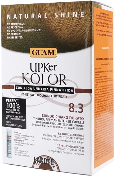 GUAM UPKER KOLOR TINTA CAPELLI 8,3 BIONDO CHIARO DORATO CON ALGA UNDARIA PINNATIFIDA